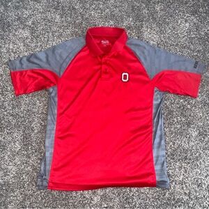 Men’s Varsity Authentic Apparel Ohio State Polo Shirt Medium Scarlet Red Gray